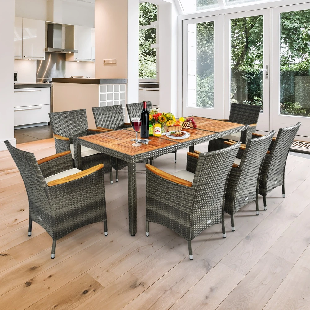Lauko baldų komplektas Lauko valgomojo komplektas 190 x 90 cm 9 vnt.