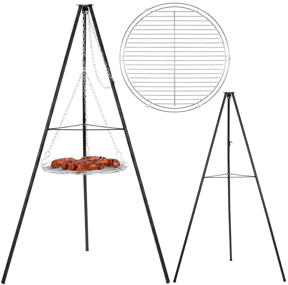 Springos Laužo grilis su 51 cm grotelėmis, juodas/sidabrinis, 152 cm