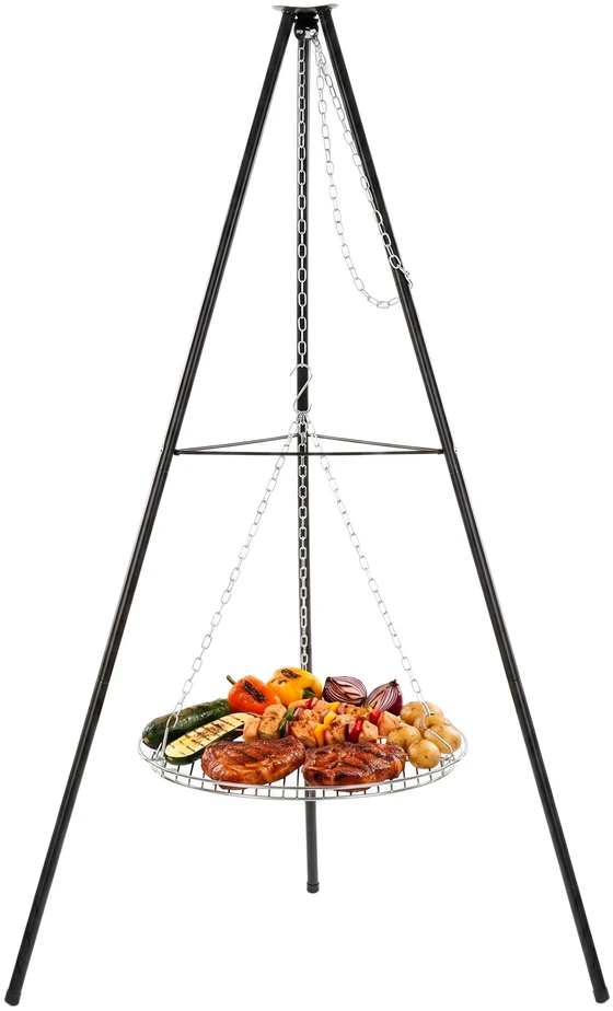 Springos Laužo grilis su 51 cm grotelėmis, juodas/sidabrinis, 152 cm