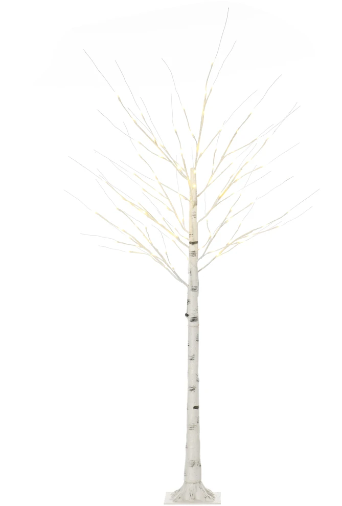 Homcom LED dekoratyvinis beržas su 96 šiltai baltomis LED lemputėmis, baltas, 22 × 22 × 180 cm