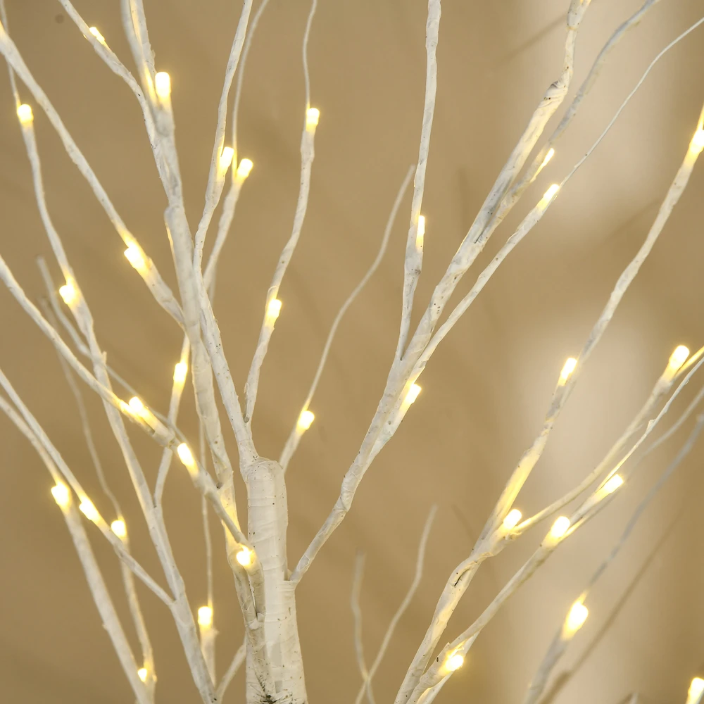 HOMCOM 150 cm dirbtinė eglutė, beržas su LED, Kalėdų eglutė beržas, kalėdinė dekoracija dirbtinis beržas vakarėliui, gimtadieniui, vestuvėms