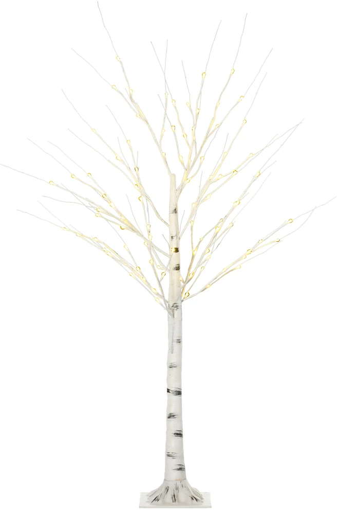 HOMCOM 150 cm dirbtinė eglutė, beržas su LED, Kalėdų eglutė beržas, kalėdinė dekoracija dirbtinis beržas vakarėliui, gimtadieniui, vestuvėms