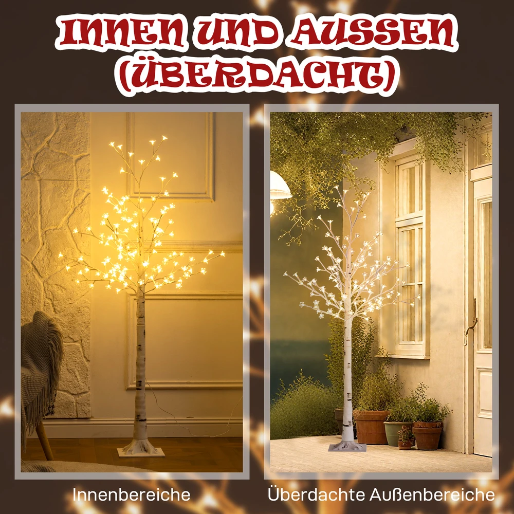 HOMCOM Dirbtinis sakurų medis, su 120 LED, 3 ryškumo lygiais, šiltai balta spalva, imituojanti tikrą žievę, 21 x 21 x 150 cm