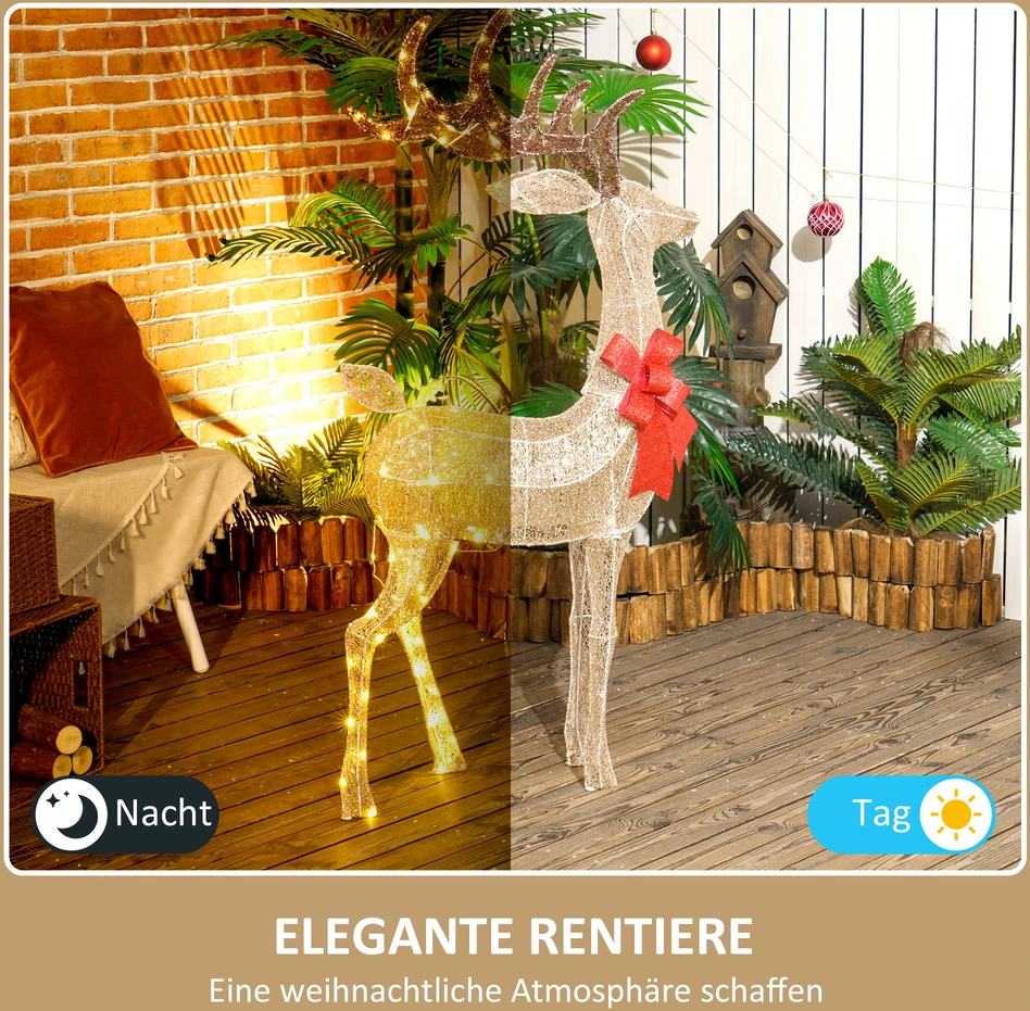 Outsunny LED elnias, 137 LED, auksinės spalvos, 66 × 25 × 135 cm