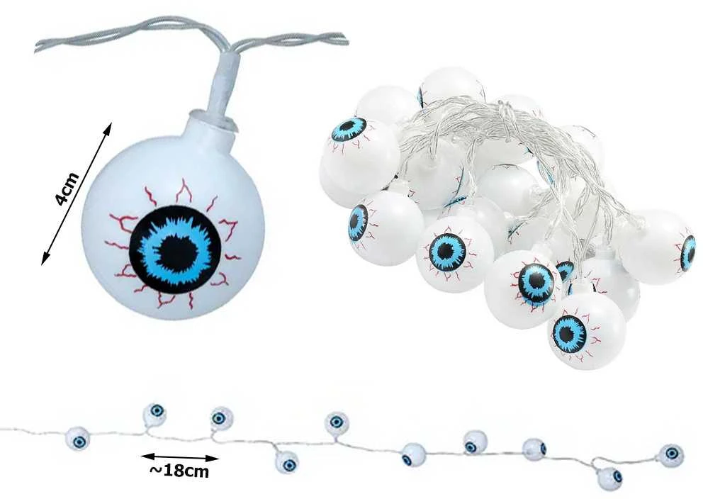 LED girlianda 10 lempučių akys Halloween 195 cm