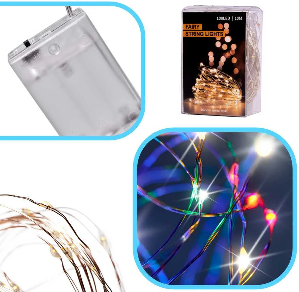 LED dekoratyvinės vielos žibintai 10 m 100LED daugiaspalvis