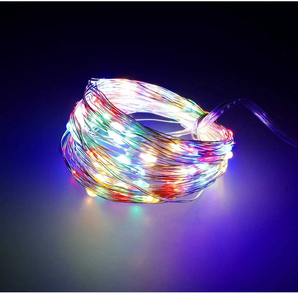 LED dekoratyvinės vielos žibintai 10 m 100LED daugiaspalvis