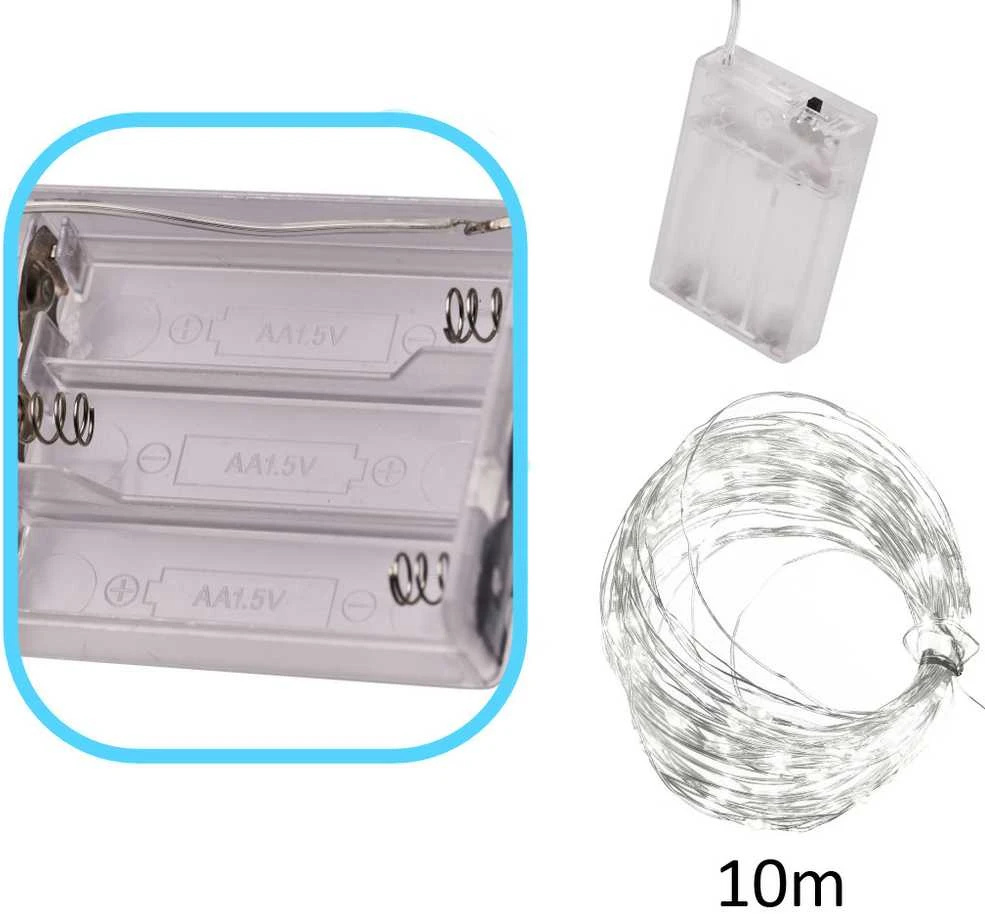 LED dekoratyvinis apšvietimas 10m 100LED šaltai balta