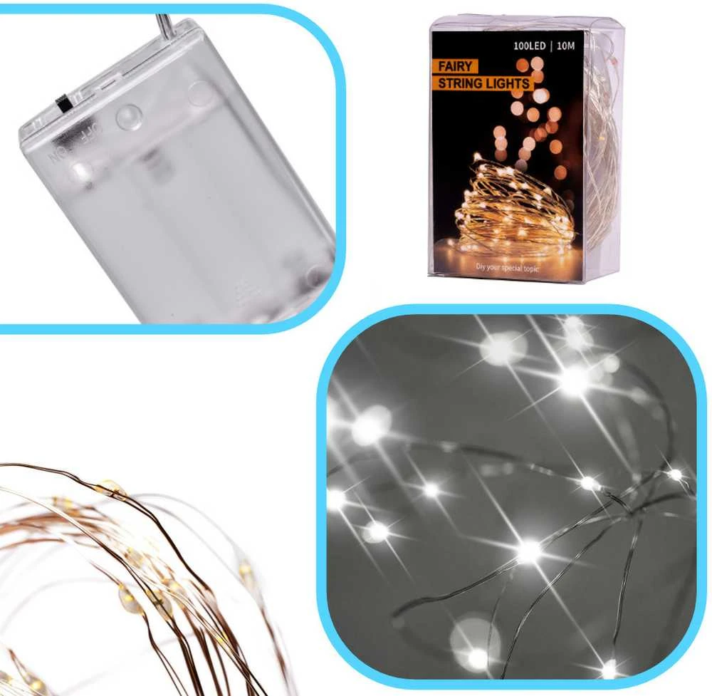 LED dekoratyvinis apšvietimas 5m 50LED šaltai balta