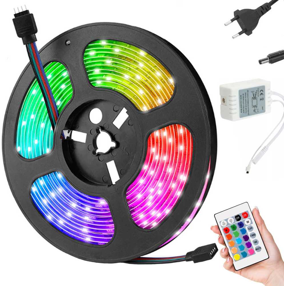LED juosta RGB su nuotolinio valdymo pultu, 4,5 m, atspari vandeniui