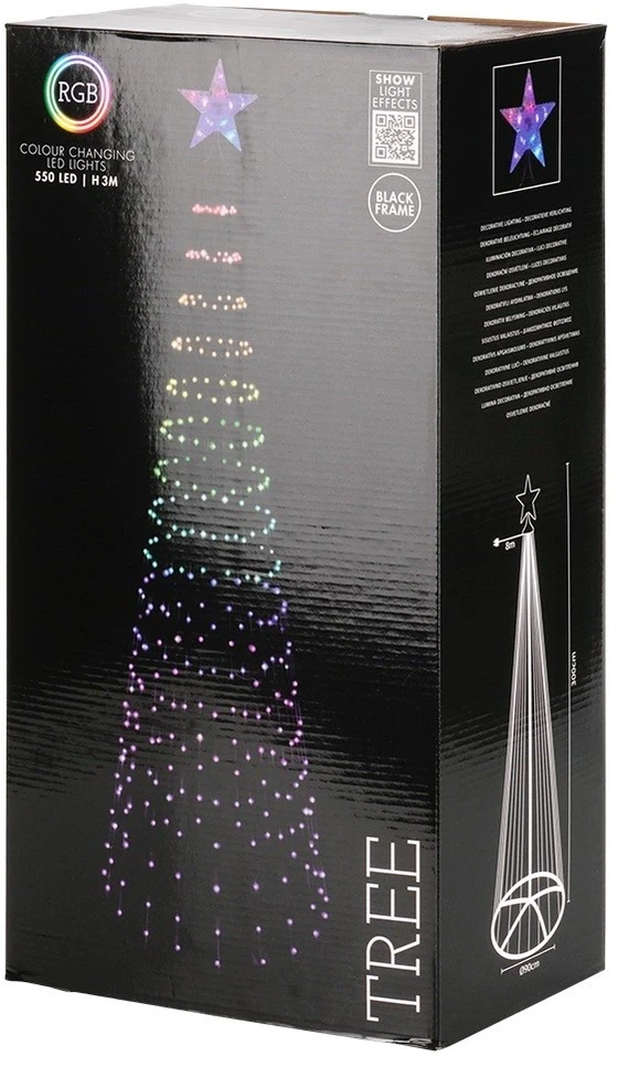 Christmas Decoration LED kalėdinė eglutė su 550 RGB LED, įvairiaspalvė, 90 × 90 × 300 cm