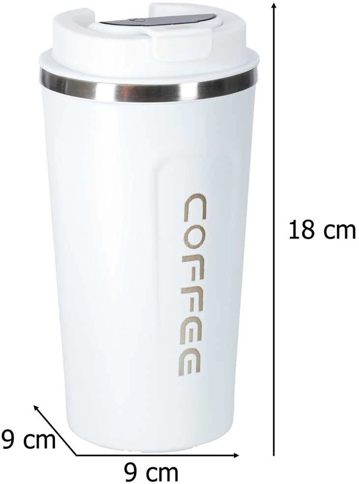Roger LED kelioninis puodelis su kandikliu 500ml, baltas