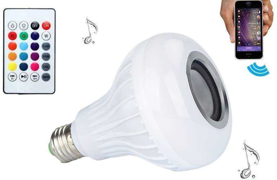 LED lemputė RGB su Bluetooth garsiakalbiu ir nuotoliniu valdymu