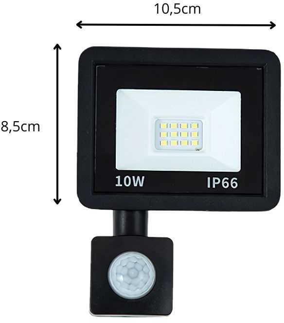 LED prožektorius su judesio ir sutemų jutikliu 10W 6000K