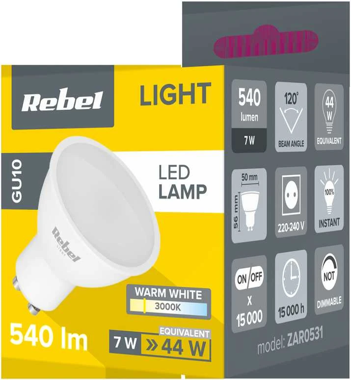 Rebel LED lempa 7W GU10 3000K 230V