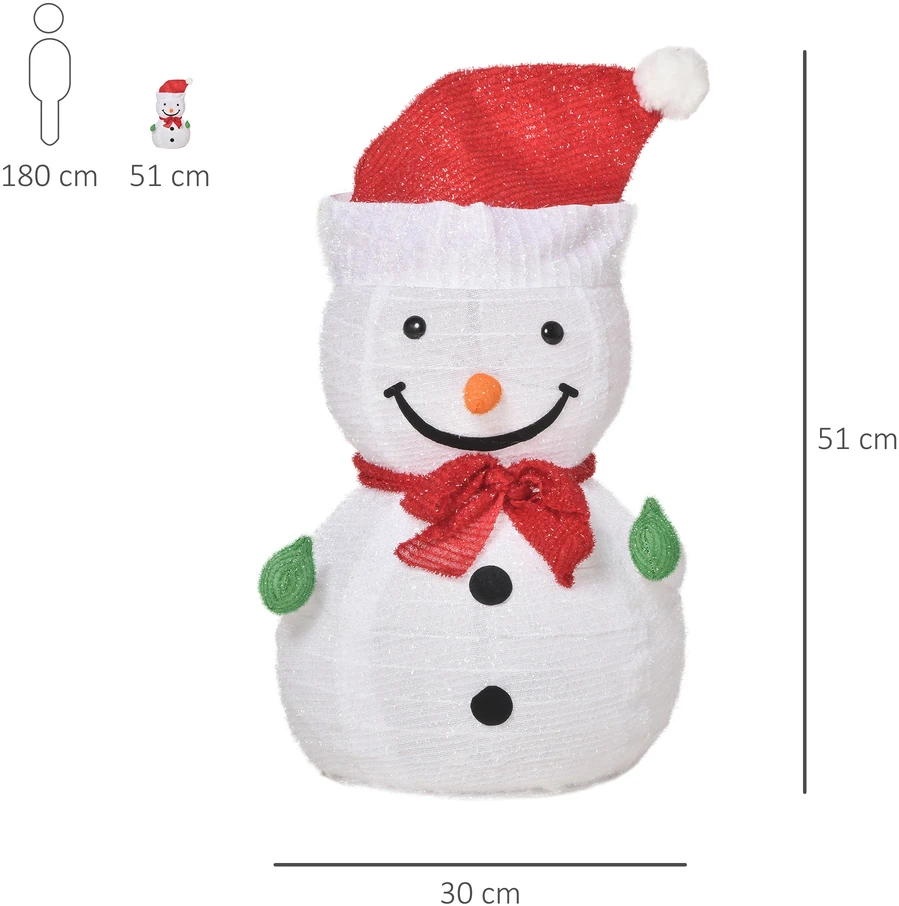 LED sniego senio dekoracija su 30 LED, žalia, raudona ir balta, Ø 30 × 51 cm