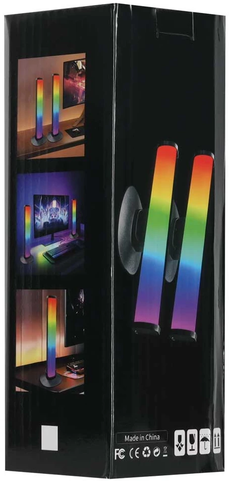 LED stalinės lempos RGB su nuotolinio valdymo pultu, juodos, 23,7 × 3,5 × 2,5 cm, 2 vnt.