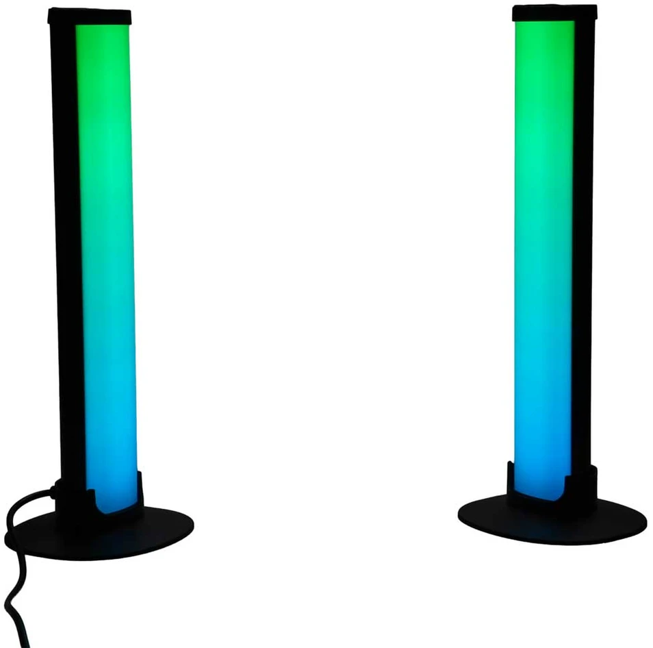 LED stalinės lempos RGB su nuotolinio valdymo pultu, juodos, 23,7 × 3,5 × 2,5 cm, 2 vnt.