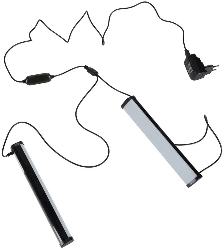 LED stalinės lempos RGB su nuotolinio valdymo pultu, juodos, 23,7 × 3,5 × 2,5 cm, 2 vnt.
