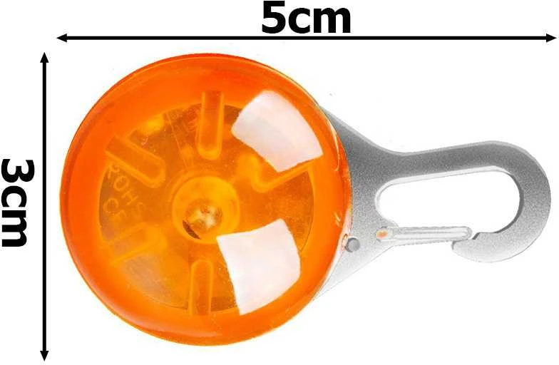 LED švieselė antkakliui su karabinu, oranžinė