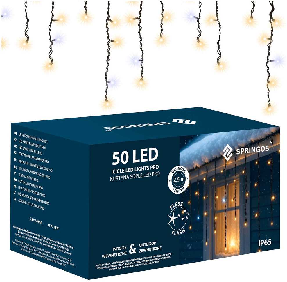 Springos LED šviesos užuolaida 2,5 m