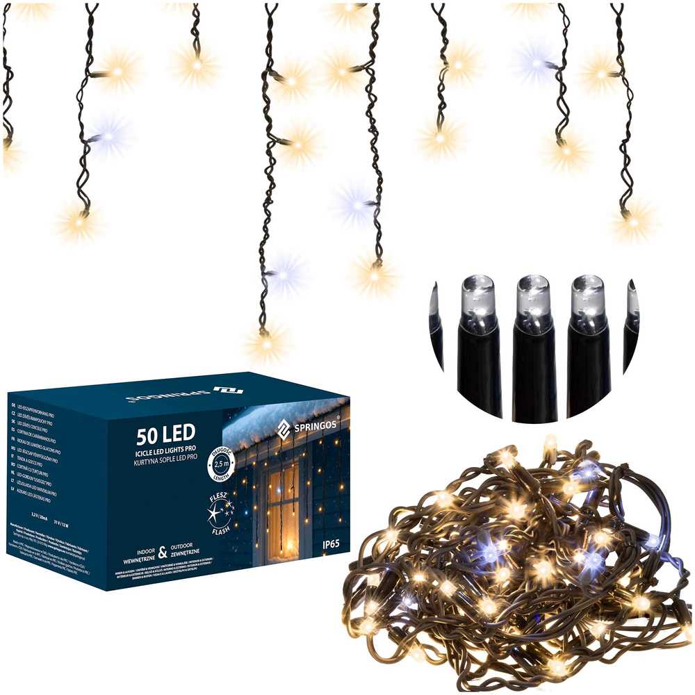 Springos LED šviesos užuolaida 2,5 m