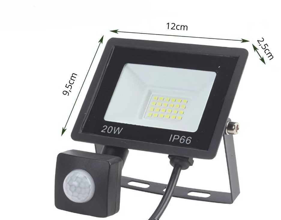 LED šviestuvas su judesio jutikliu 20W 6000K IP66