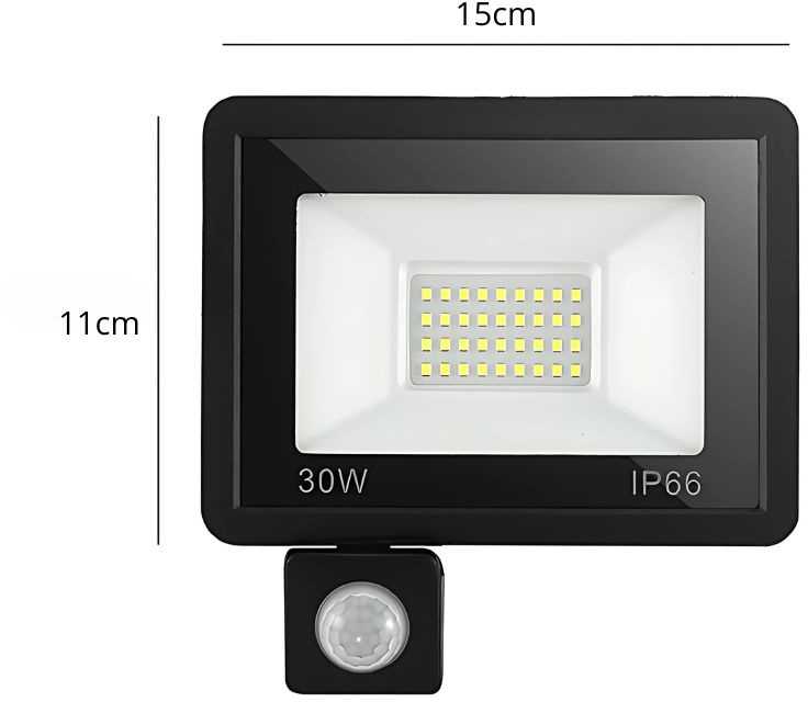 LED šviestuvas su judesio jutikliu 30W 6000K IP66