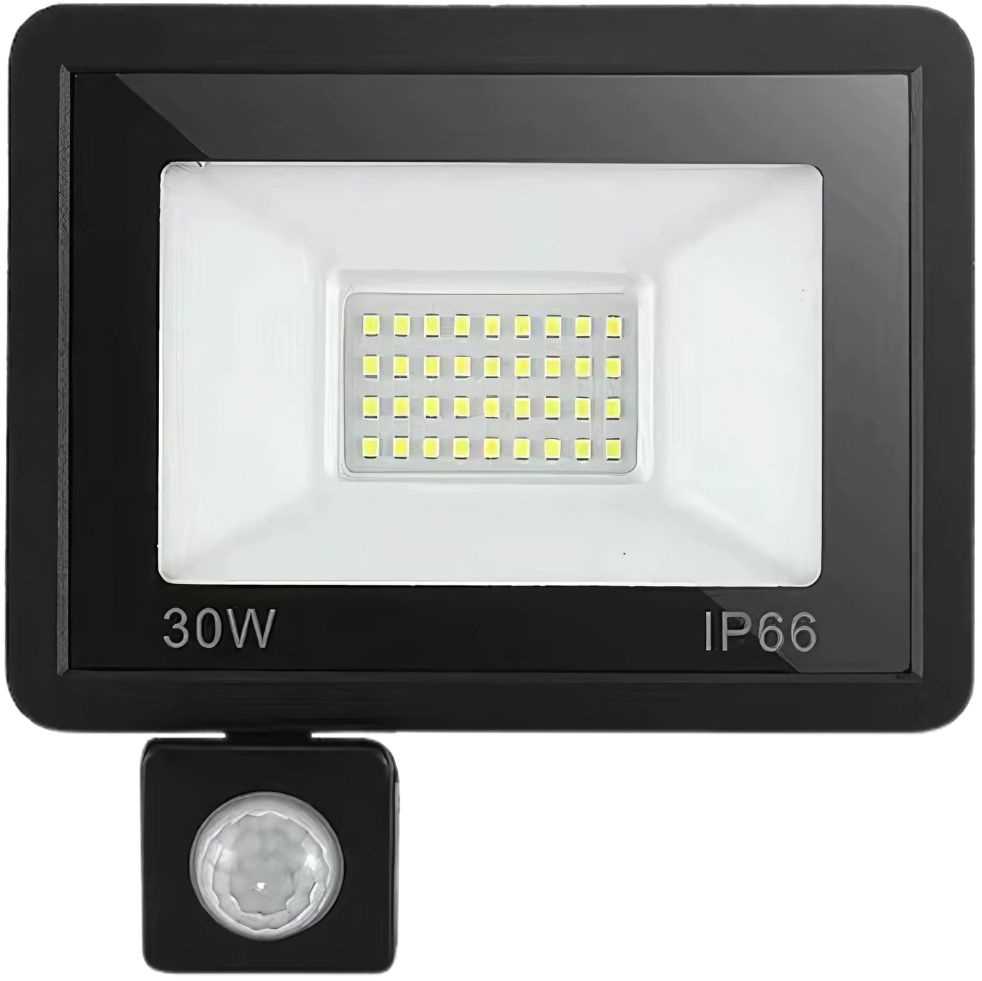 LED šviestuvas su judesio jutikliu 30W 6000K IP66