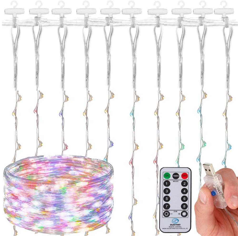 LED užuolaida Springos 200 LED CL4097, daugiaspalvė 3x2 m