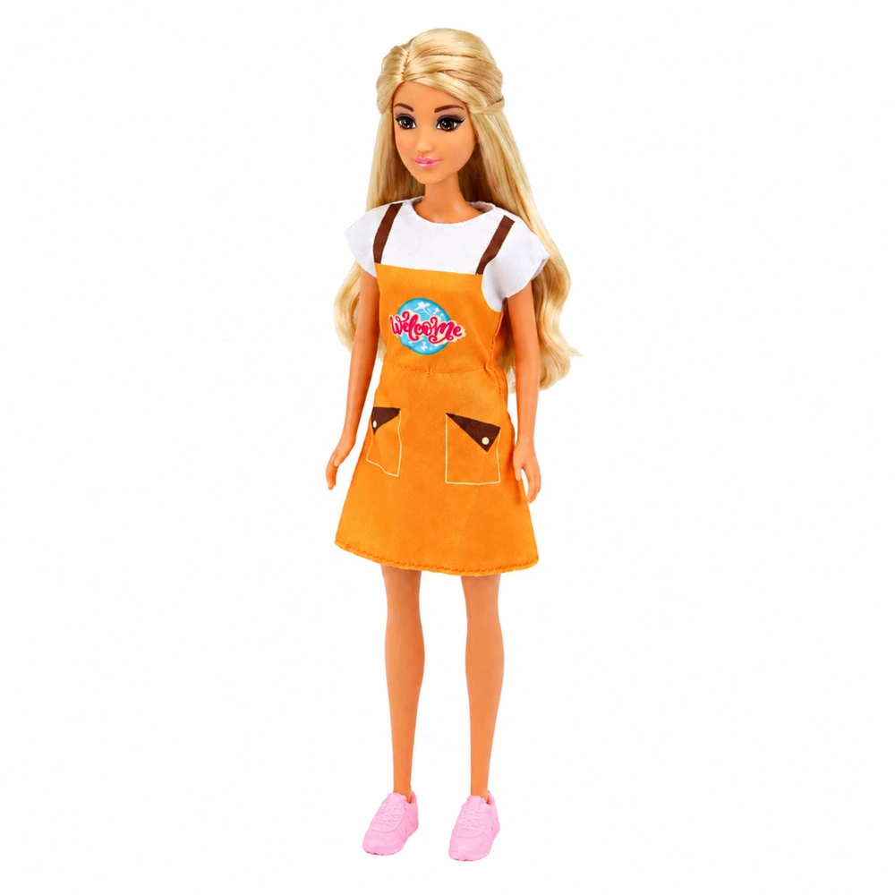 Lean Toys Lėlė su parduotuvės rinkiniu ir kasos aparatu, 30 cm