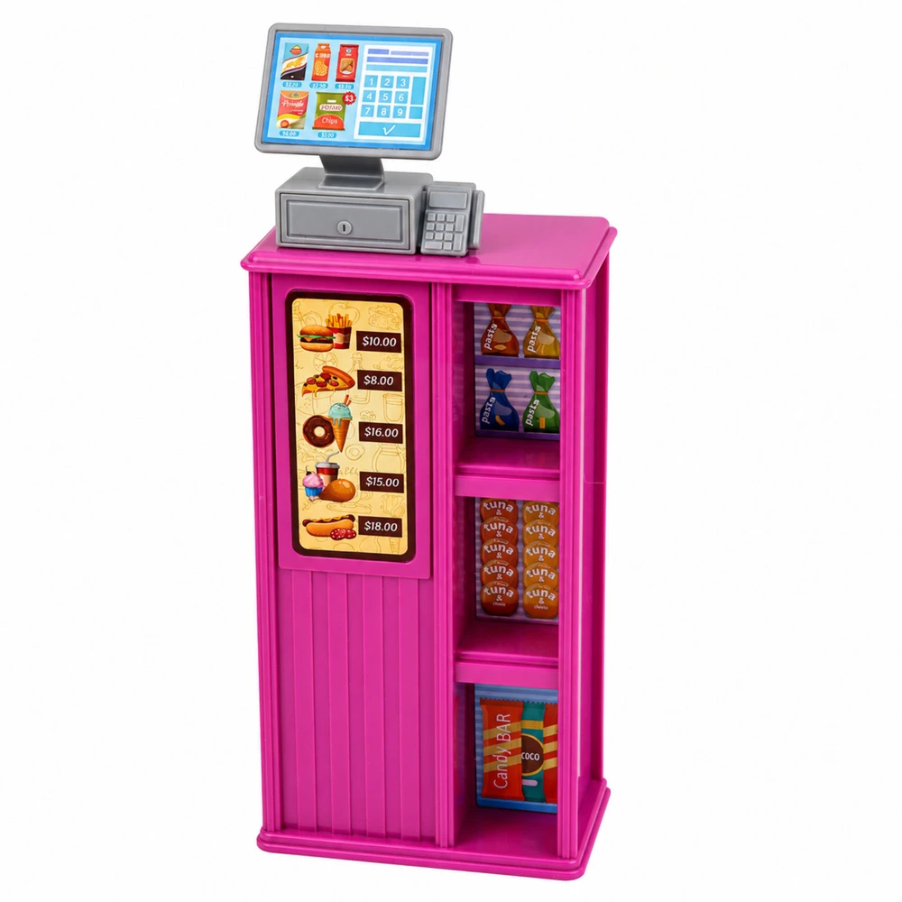 Lean Toys Lėlė su parduotuvės rinkiniu ir kasos aparatu, 30 cm