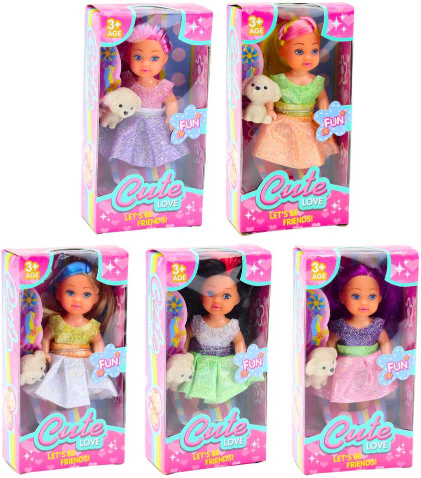 Lean Toys Lėlės Su Suknele Ir Šuneliu Rinkinys 12 cm
