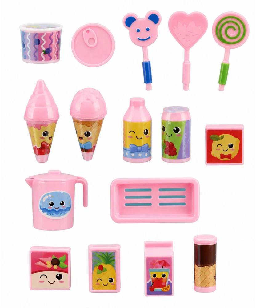 Lean Toys Lėlės žaidimų rinkinys su ledų furgonu, rožinis, 23,5 × 12 × 10,5 cm, 33 dalių