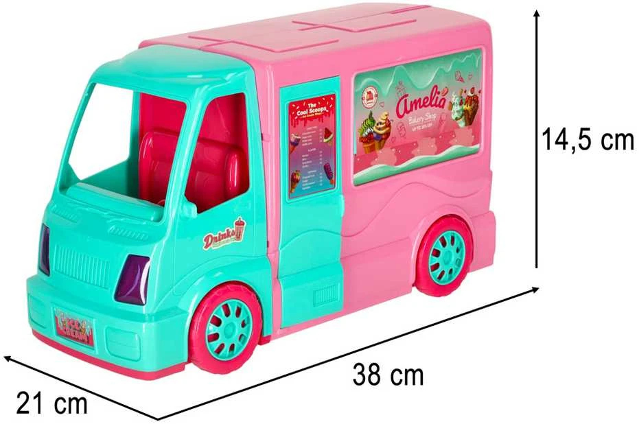 Lėlių automobilių rinkinys Food truck 21 el.