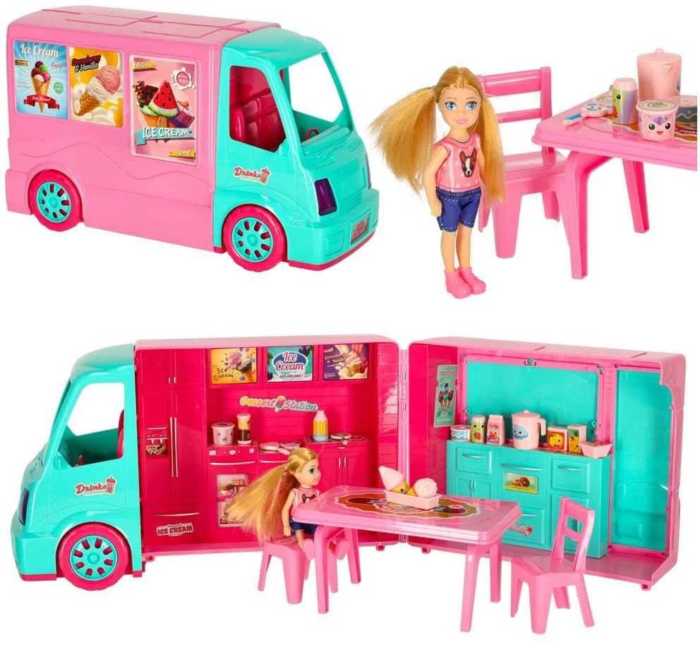 Lėlių automobilių rinkinys Food truck 21 el.