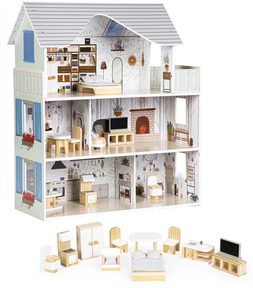 Ecotoys Lėlių namelis medinis Emma residence