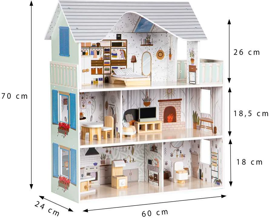Ecotoys Lėlių namelis medinis Emma residence