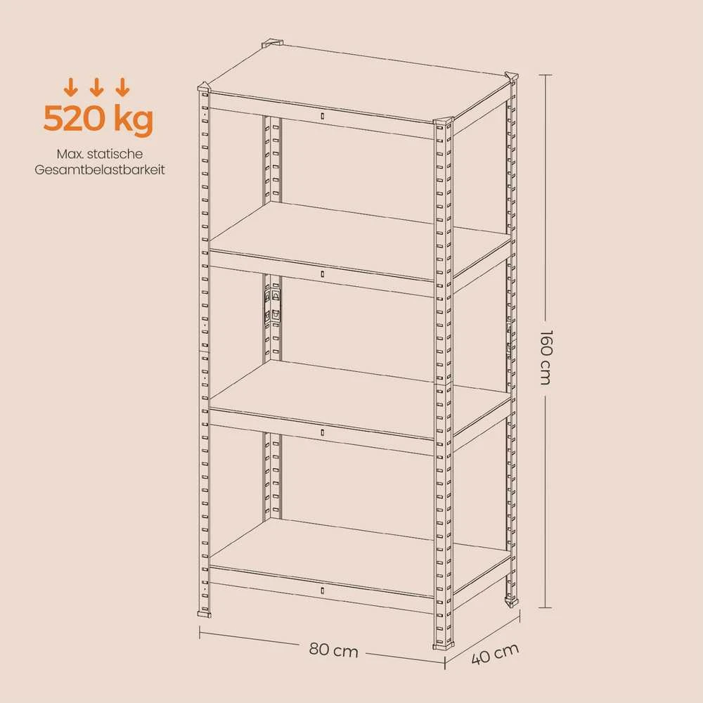 Songmics Stovinti lentyna 40 x 80 x 160 cm su 4 reguliuojamomis lentynomis