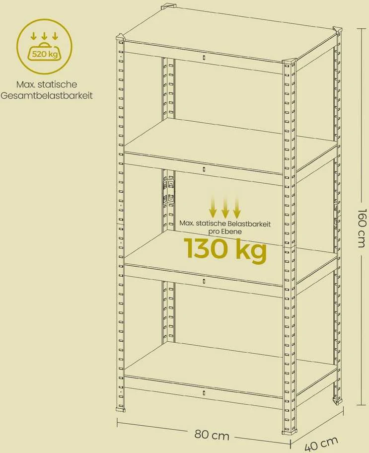 Lentyna SONGMICS 40x80x160 cm, 520 kg