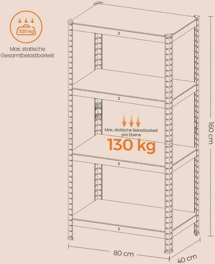 Lentyna SONGMICS 40x80x160 cm, juoda, 520 kg