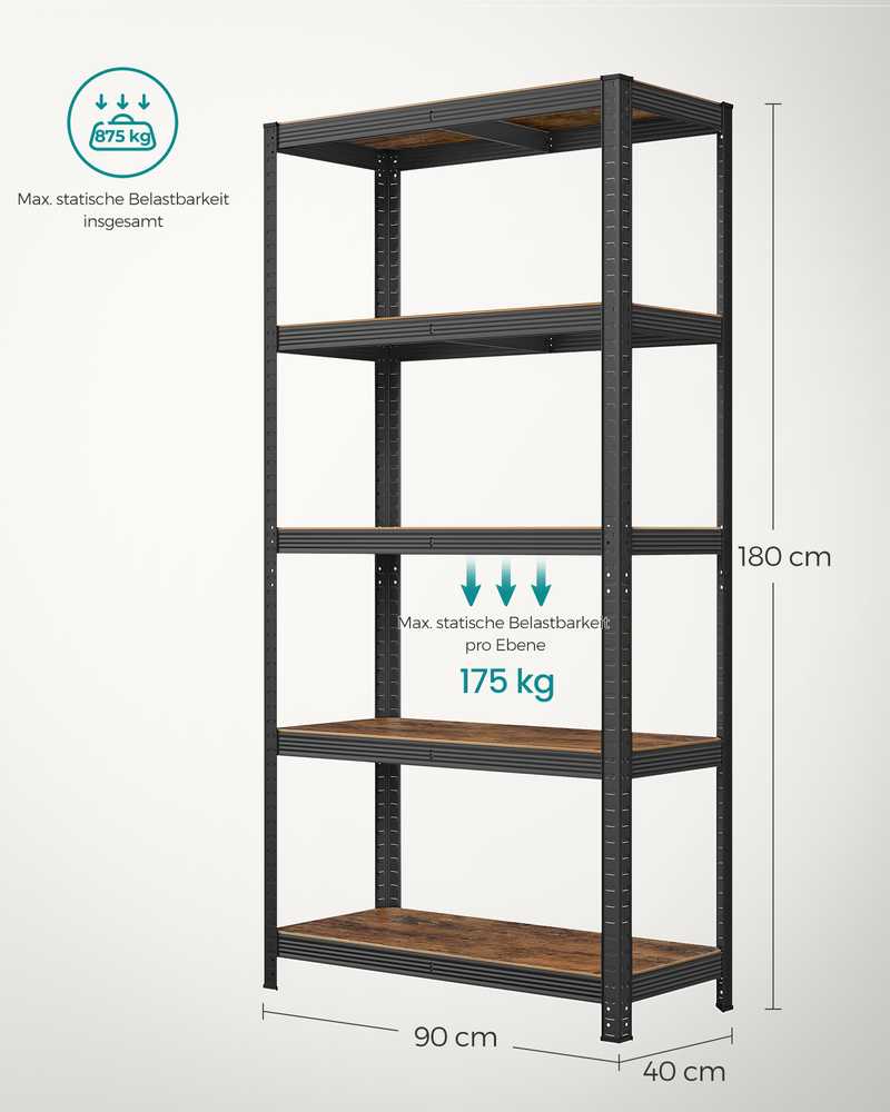 Songmics 2 stovinčių lentynų komplektas 180 cm aukščio