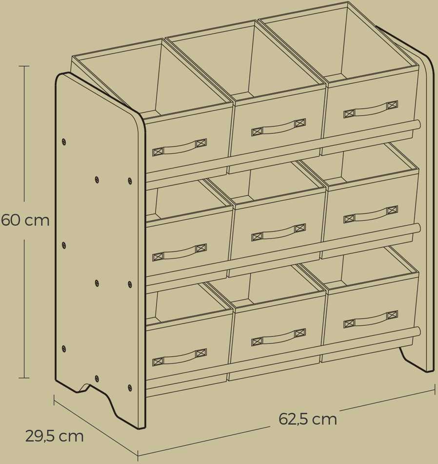 Lentyna SONGMICS su 9 dėžutėmis, 62,5x29,5x60 cm