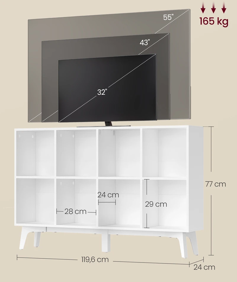 Songmics Lentyna su 8 skyriais, balta, 24 × 119,6 × 77 cm