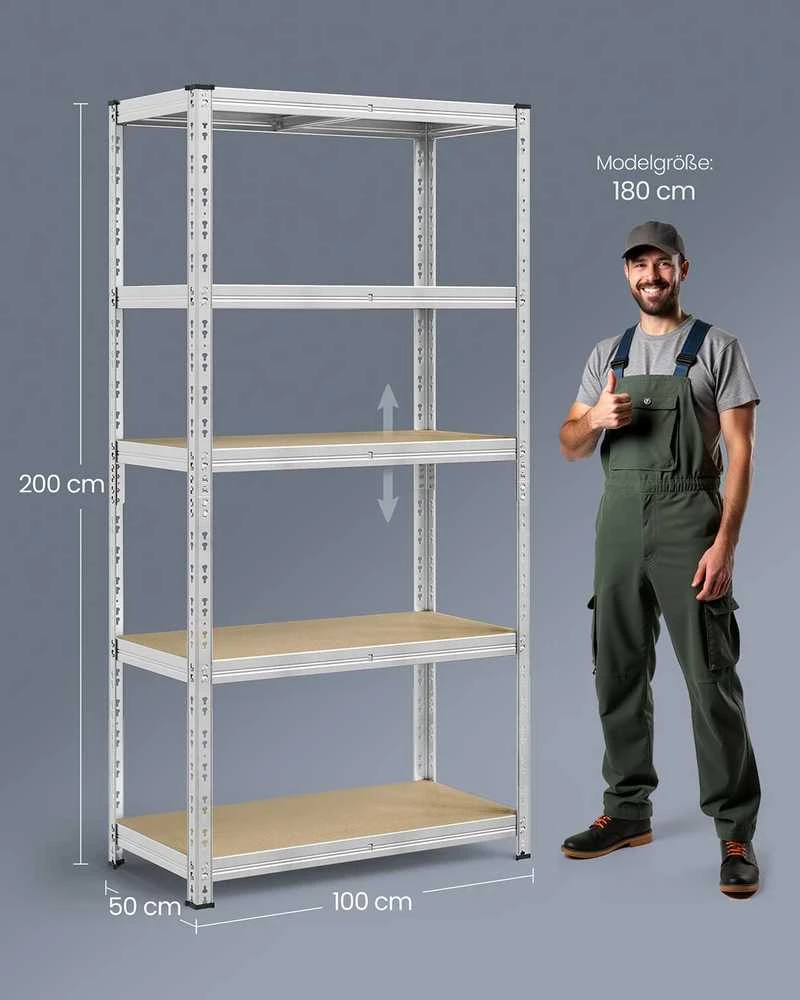 Songmics Lentyna su reguliuojamomis lentynomis, 50x100x200 cm
