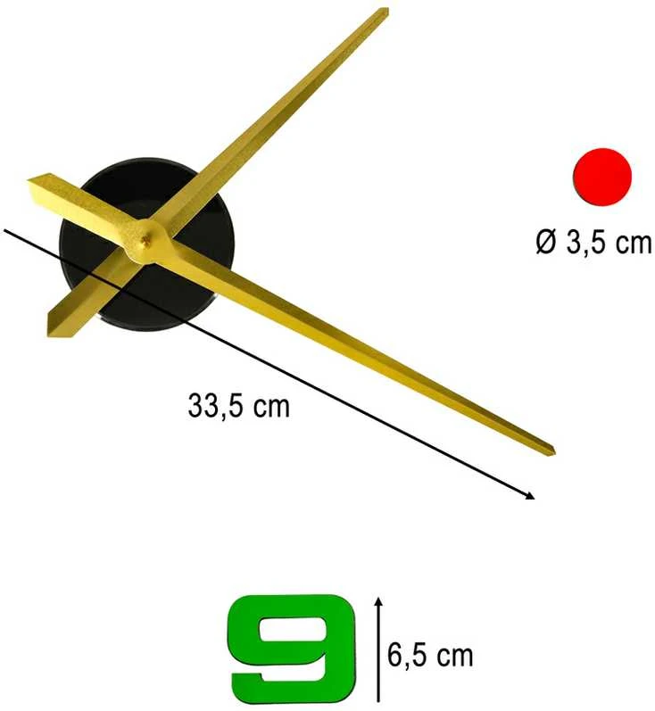 Lipdukų sieninis laikrodis su spalvotais skaitmenimis 80-90cm