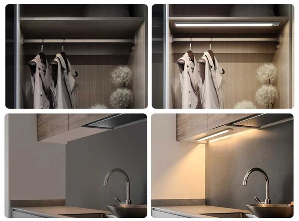 Lipnus LED šviestuvas po spintele 30 cm su USB