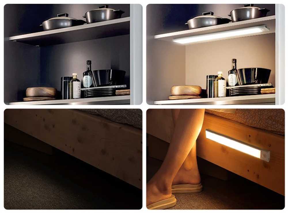 Lipnus LED šviestuvas po spintele 30 cm su USB