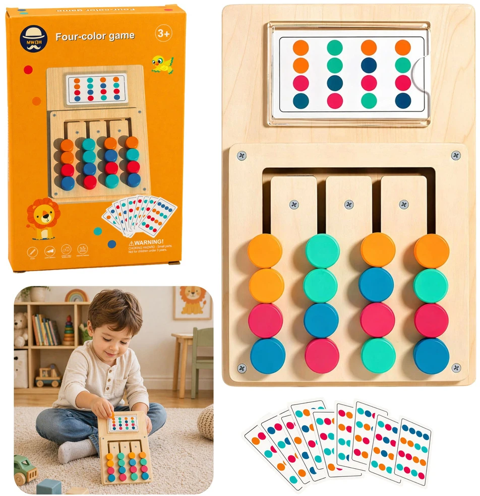 Lean Toys Medinis spalvų derinimo galvosūkis vaikams, 12 kortelių