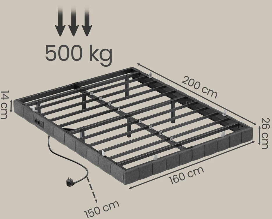Songmics Lovos rėmas 160 x 200 cm